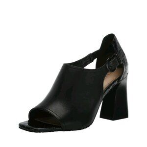 NYDJ Nappa  Black Peep Toe. Block Heel.Sz 9.5. Ws322